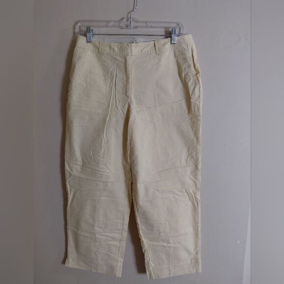 J. Jill Pants - J. JILL pale yellow crop cotton pants genuine fit at Waist Size 8 NWT